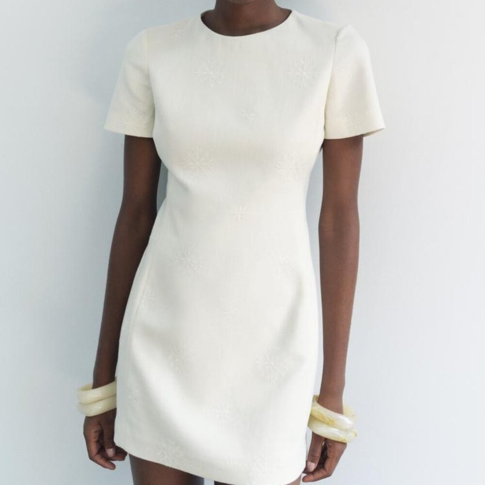 Zara EMBROIDERED MINI DRESS ZW COLLECTION M